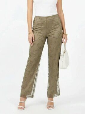 Ann Taylor 100% Silk Embellished Sequins Trouser Pants 4